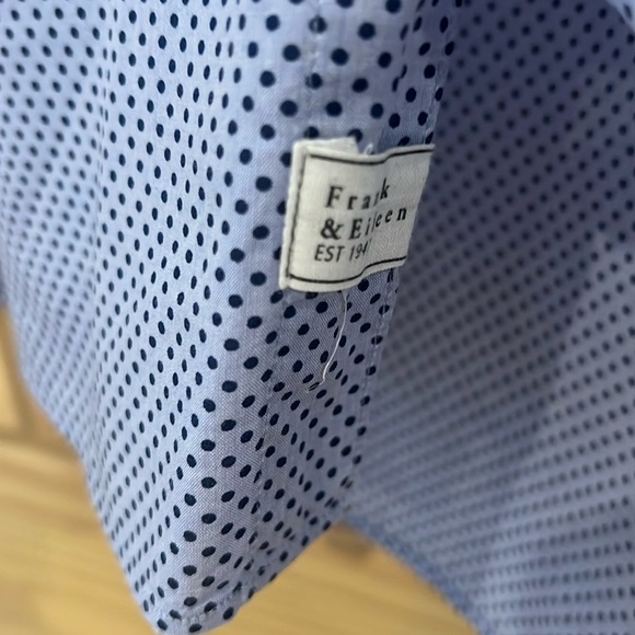 LIKE NEW Frank & Eileen "Frank” Blue Polka Dot Button Up Shirt EUC - Picture 3 of 5